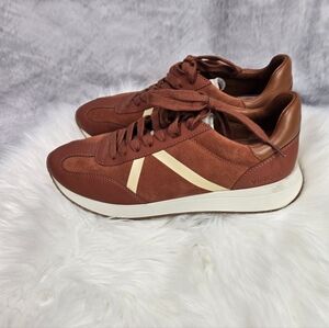 Vince Rust Suede & Leather Sneaker with Cream Accent